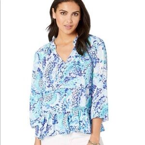 Lilly Pulitzer Savanna Swing of Things Top Turquoise Oasis Small